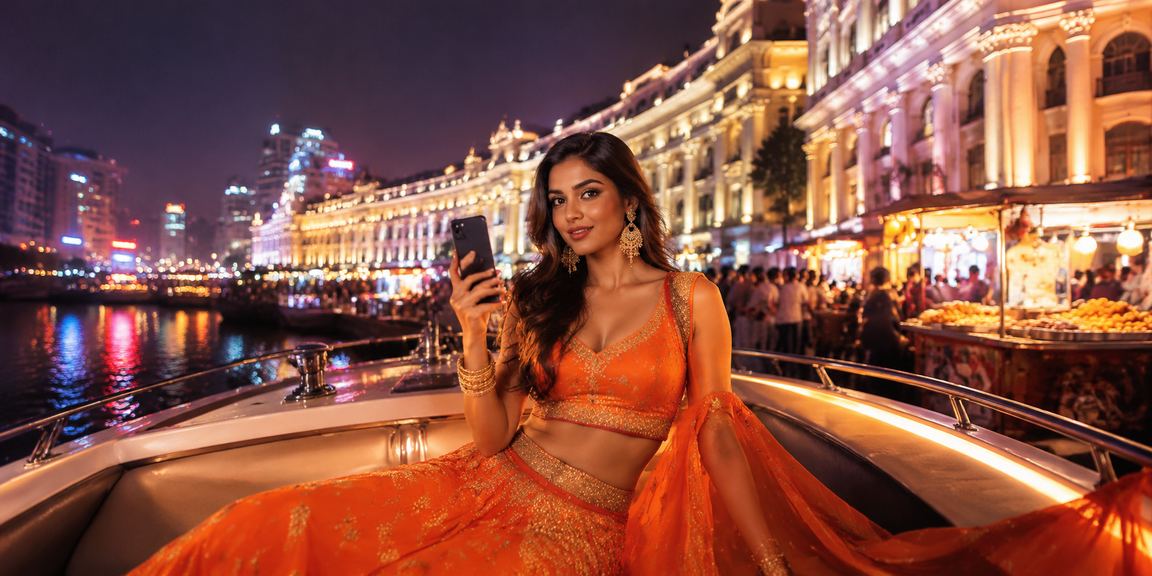 Indian player making fast deposit at night in Delhi marketplace